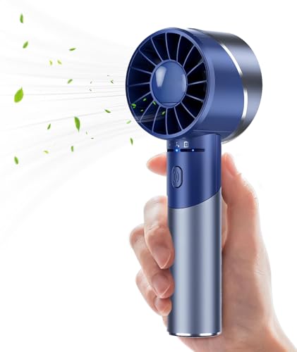 JATEKA Mini Handventilator USB Wiederaufladbar, 2600mAh Edelstahl Tragbarer Akku Ventilator mit 4 Geschwindigkeiten für Bis zu 16 Std Laufzeit, Kompakt für Reise, Büro, Zuhause & Outdoor (Blau) von JATEKA