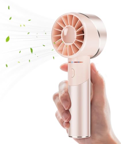 JATEKA Mini Handventilator USB Wiederaufladbar, 2600mAh Edelstahl Tragbarer Akku Ventilator mit 4 Geschwindigkeiten für Bis zu 16 Std Laufzeit, Kompakt für Reise, Büro, Zuhause & Outdoor (Rosa) von JATEKA
