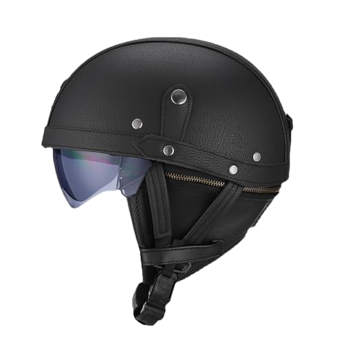 JATIBOSH Sommer Vintage Motorrad Open Face Helm Vintage Roller Helm Damen Herren Retro Elektrischer Halbhelm mit Sonnenblende Jet-Helm für Cruiser Moto ECE Approved von JATIBOSH