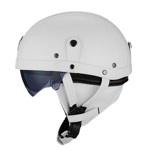 JATIBOSH Sommer Vintage Motorrad Open Face Helm Vintage Roller Helm Damen Herren Retro Elektrischer Halbhelm mit Sonnenblende Jet-Helm für Cruiser Moto ECE Approved von JATIBOSH