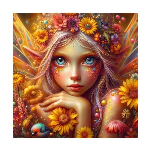 JATOK Diamond Painting Erwachsene, Fee Elf 5D DIY Diamant Painting Bilder Erwachsene, Diamond Art DIY Diamant Kunst Malerei Stickerei Kreuzstich Bilder Home Wand Dekor, 40x40 CM von JATOK