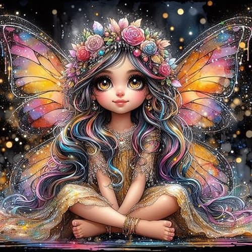 JATOK Diamond Painting Erwachsene, Fee Elf 5D DIY Diamant Painting Bilder Erwachsene, Diamond Art DIY Diamant Kunst Malerei Stickerei Kreuzstich Bilder Home Wand Dekor, 30x30 CM von JATOK