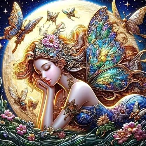 JATOK Diamond Painting Erwachsene, Fee Elf 5D DIY Diamant Painting Bilder Erwachsene, Diamond Art DIY Diamant Kunst Malerei Stickerei Kreuzstich Bilder Home Wand Dekor,30x30 CM von JATOK