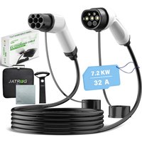 JATRHG Ladekabel für Elektrofahrzeuge, 7,2 kW, 5 m, 32 A, einphasiges Verlängerungskabel für Hybridfahrzeuge vom Typ 2 auf Typ 2 JATRHG Ladekabel für Elektrofahrzeuge, 7,2 kW, 5 m, 32 A, einphasiges Verlängerungskabel für Hybridfahrzeuge vom Typ 2 auf Typ 2 von JATRHG