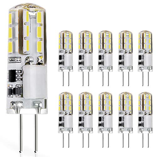 JAUHOFOGEI G4 LED 12V Lampe, 1W LED Leuchtmittel Birne ersetz 10W Halogen Stiftsockellampe, Mini Glühbirnen, Kaltweiss, Nicht Dimmbar, 10 Stück von JAUHOFOGEI