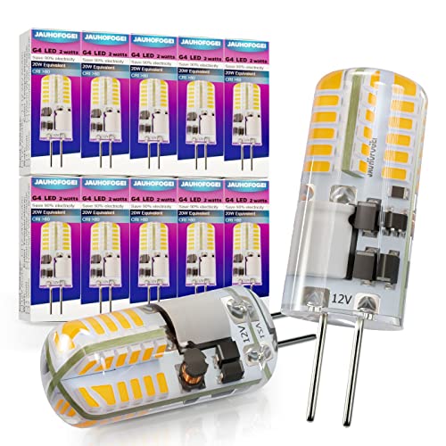 JAUHOFOGEI G4 LED 12V ac/dc 2 Watt ersatz für 20W Halogen Glühbirne - G4 Warmweiss Leuchtmittel SMD Stiftsockel Birne - G4 LED Lampen Spot Birnen - G4 Stiftsockellampe 2W - 10er Pack von JAUHOFOGEI