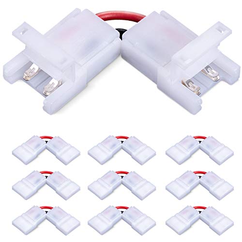 JAUHOFOGEI LED Eckverbinder 2 Polig, Strip Verbinder 90 Winkel für 10mm Breit SMD 2835 3528 3030 Einfarbige LED Streifen Stripes Band 12V 24V, 20AWG Kabel, Max Ampere 5A, 10 Stück von JAUHOFOGEI