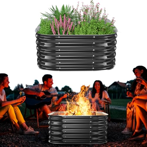 71,1 cm große, quadratische Feuerschale aus verzinktem Stahl für den Außenbereich, robuste Stahl-Feuerstelle im Boden für Hinterhof, Camping, Lagerfeuer, Blumen-Hochbeet für Garten, 41 cm hoch von JAUZVIL
