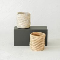 Rattan Stifthalter, Schreibtisch Organizer, Makeup Brush Holder von JAVADECO