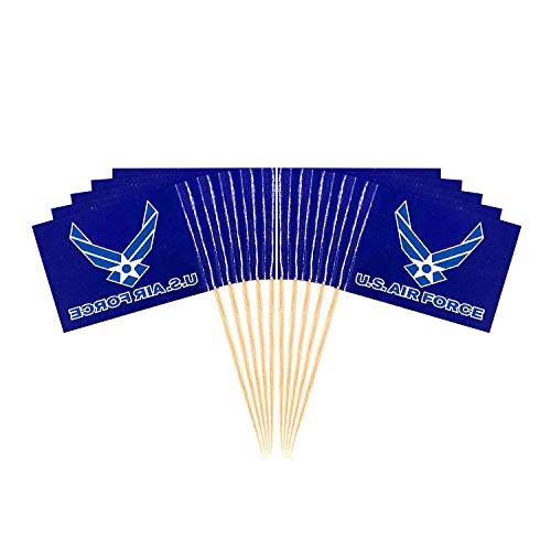 JAVD 100 Stück US Air Force Wings Cake Topper Flagge, kleine Mini-United States Military Air Force Flügel Zahnstocher Flaggen auf Stick, Dekorationen Zubehör für Armee-Party, Veranstaltungen, Feiern von JAVD