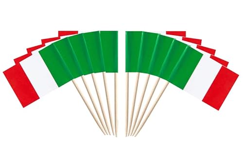 CYPS 100 Stück Italien-Flaggen, italienische Zahnstocher-Flaggen, kleine Mini-Stick-Cupcake-Topper, italienische Flaggen, Landspieße, Party-Dekoration, Feier, Cocktail, Essen, Bar, Kuchenflaggen von JAVD