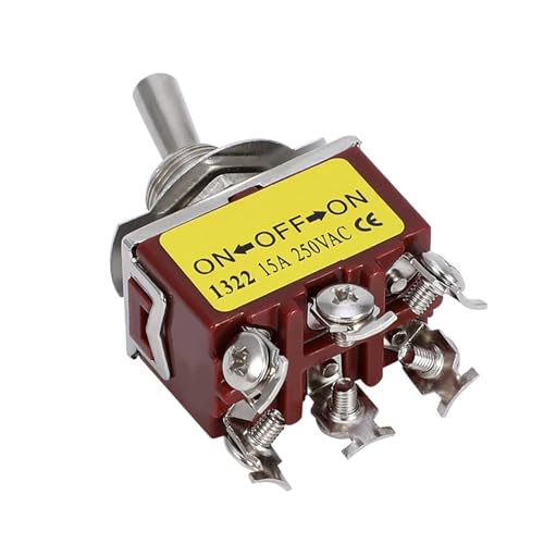 12MM E-TEN1322 Silver DPDT 15A/250VAC ON-OFF-ON 6Pin Handle Self-locking Rocker Toggle Slide Switch von JAVJIYAI