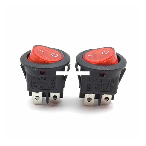 5pcs KCD1 224N Round Rocker Switch With Red Light 4 Pin 6A 250V/10A 125VAC Snap-in SPST ON OFF Rocker 2 Position Switch 5pcs KCD1 224N Round Rocker Switch With Red Light 4 Pin 6A 250V/10A 125VAC Snap-in SPST ON OFF Rocker 2 Position Switch von JAVJIYAI