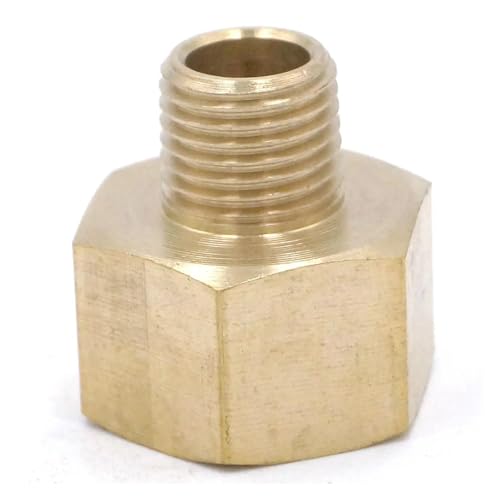 JAVJIYAI 1/4" BSPT Male x 1/2" NPT Female Brass Pipe Fitting Connector Adapter for Pressure Gauge Air Gas Fuel Water von JAVJIYAI