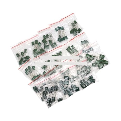 JAVJIYAI 180pcs=18value*10pcs Polyester Film Capacitor Assorted Kit Contains 2A104J 2A332J 2A472J 2A103J 2A333J 2A473J 2A563J 2A223J von JAVJIYAI