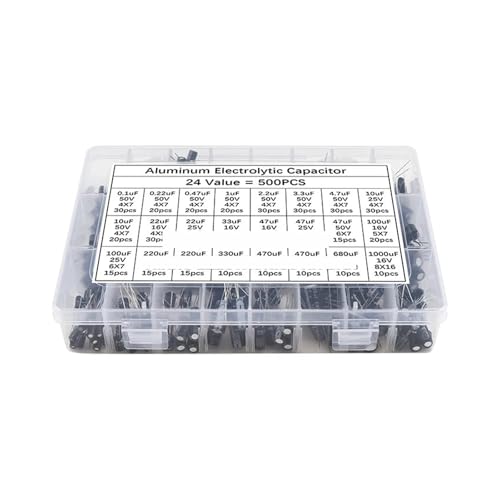 JAVJIYAI 500Pcs/lot 0.1UF-1000UF 24Values 16V-50V Mix Aluminum Electrolytic Capacitor Assorted Kit and Storage Box JAVJIYAI 500Pcs/lot 0.1UF-1000UF 24Values 16V-50V Mix Aluminum Electrolytic Capacitor Assorted Kit and Storage Box von JAVJIYAI