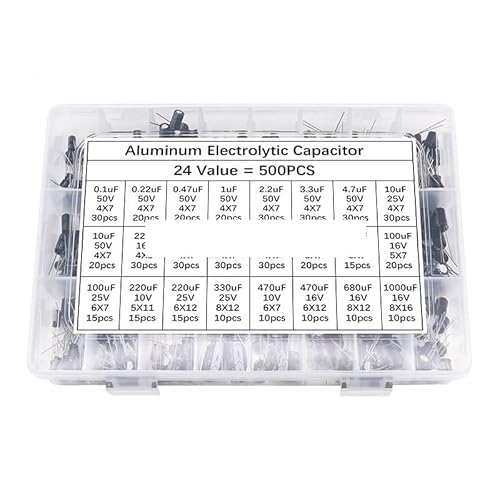JAVJIYAI 500Pcs/lot 0.1UF-1000UF 24Values 16V-50V Mix Aluminum Electrolytic Capacitor Assorted Kit and Storage Box JAVJIYAI 500Pcs/lot 0.1UF-1000UF 24Values 16V-50V Mix Aluminum Electrolytic Capacitor Assorted Kit and Storage Box von JAVJIYAI
