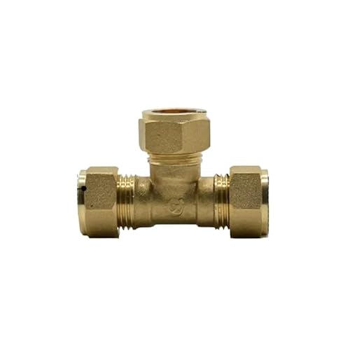 JAVJIYAI Brass Tee 3 Way Commpression Fitting Union Connector Fit Tube OD 16mm Water Gas Fuel JAVJIYAI Brass Tee 3 Way Commpression Fitting Union Connector Fit Tube OD 16mm Water Gas Fuel von JAVJIYAI