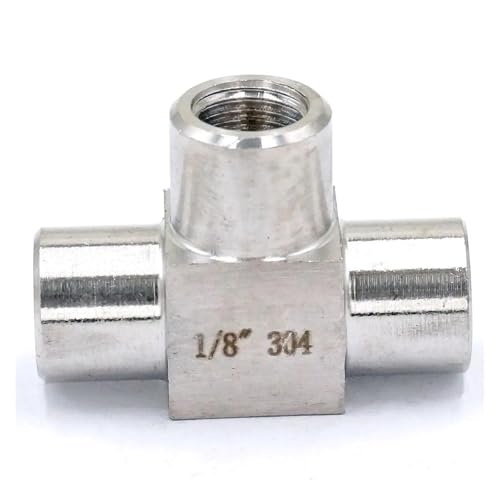 JAVJIYAI Equal 1/8" Female Threaded Tee 3 Way 304 Stainless Steel Pipe Fitting Connector Adapter Max Pressure 2.5 Mpa JAVJIYAI Equal 1/8" Female Threaded Tee 3 Way 304 Stainless Steel Pipe Fitting Connector Adapter Max Pressure 2.5 Mpa von JAVJIYAI