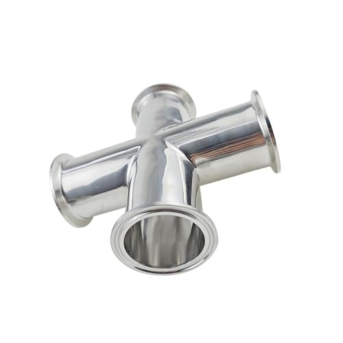 JAVJIYAI Pipe OD 25mm Stainless Steel SS304 4 Way Cross Fitting 1.5" Tri Clamp Feerule OD 50.5mm Home Brew von JAVJIYAI