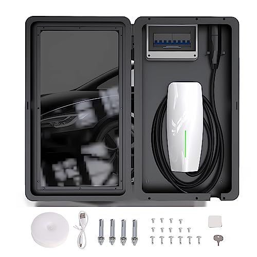 Ladestation Box für Tesla Gen 3, Outdoor Indoor Ladestation Schutzbox für Tesla Wasserdicht Staubdicht Wandverbinder Abdeckung Kabelorganizer Zahlenschloss Tesla Zubehör (schwarz) von JAVOUKA