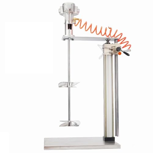 55 Gallonen pneumatischer Rührer, 3/4 PS Farbmischer mit Ständer, automatischer Hub-Farbrührer, Beschichtungsmischmaschine for Mischen von Gips, Farbe, Mörtel, Kleber(Stainless Steel Blades) von JAVPTAV