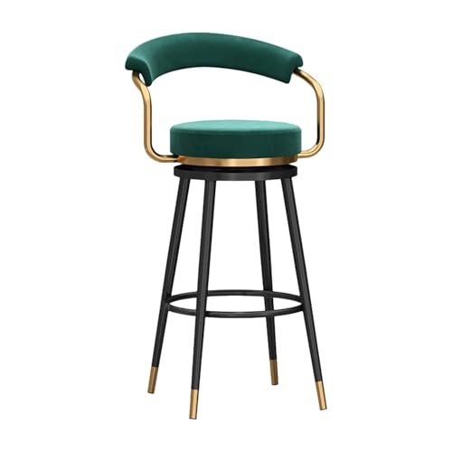 Barhocker, drehbare Barhocker, 1 Stück, Barhocker in Thekenhöhe mit hohler Rückenlehne und Metallbeinen, moderner Barstuhl for Kücheninsel, Hocker in Küchenbarhöhe, Sitzhöhe(Green,Height 65CM) von JAVPTAV