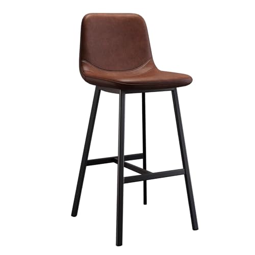 Barhocker Barhocker mit Rückenlehne Moderne Barhocker in Barhöhe, Hohe Barhocker Thekenhocker for Kücheninseln Gepolsterte Barstühle mit Metallbeinen for die Heimbar/Pub, 1 Stück(Brown,Height 75cm) von JAVPTAV