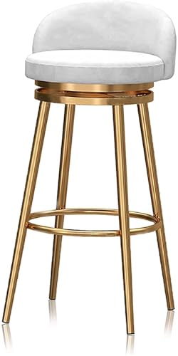 Barhocker for die Küche, 360° drehbares Barhocker-Set, Barstuhl for die Kücheninsel, 360° drehbarer Barhocker, Hocker in Thekenhöhe mit Rückenlehne, Samtpolsterung, Fußstütze aus goldenem Metall(White von JAVPTAV