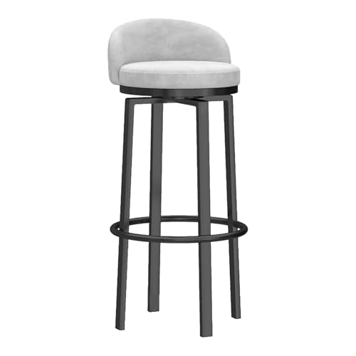 JAVPTAV Barhocker, Moderne Barhocker in Thekenhöhe, 1 Stück, drehbare Barstühle aus Samt mit niedriger Rückenlehne, Esszimmerstühle mit schwarzen Metallbeinen for Küche/Heimpub, Sitzhöhe(White,75cm) von JAVPTAV