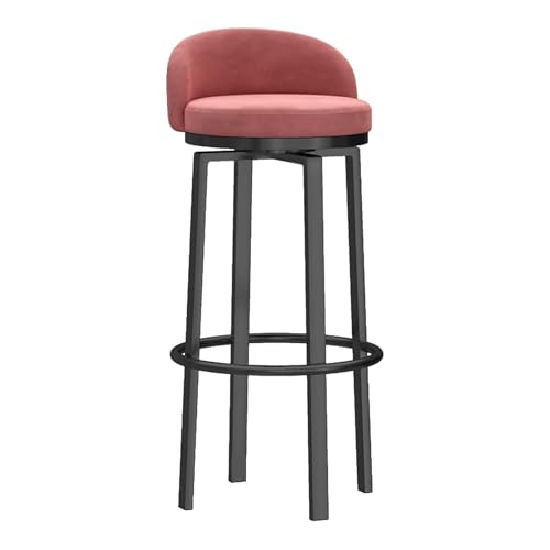 JAVPTAV Barhocker, Moderne Barhocker in Thekenhöhe, 1 Stück, drehbare Barstühle aus Samt mit niedriger Rückenlehne, Esszimmerstühle mit schwarzen Metallbeinen for Küche/Heimpub, Sitzhöhe(Pink,65cm) von JAVPTAV