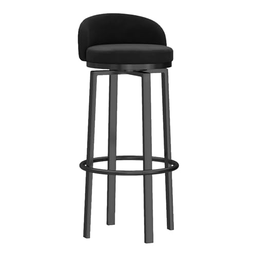 JAVPTAV Barhocker, Moderne Barhocker in Thekenhöhe, 1 Stück, drehbare Barstühle aus Samt mit niedriger Rückenlehne, Esszimmerstühle mit schwarzen Metallbeinen for Küche/Heimpub, Sitzhöhe(Black,65cm) von JAVPTAV