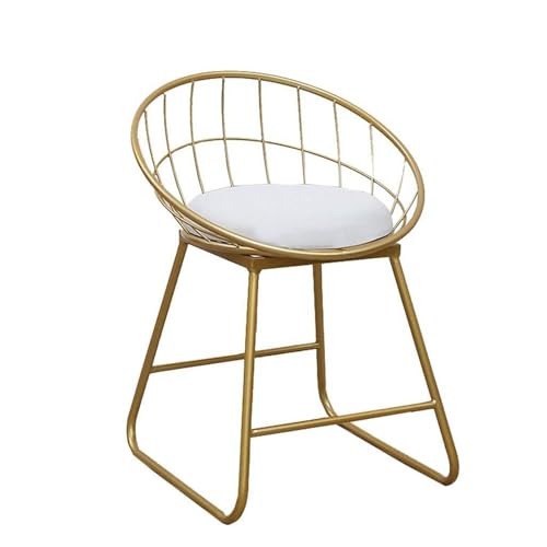 JAVPTAV Barhocker, Moderne Hocker in Thekenhöhe, weiße runde Sitzfläche, goldene Metallbeine, Barhocker, Esszimmerstuhl, Barhocker mit gepolsterter Rückenlehne, Barhocker for Küche, Pub, Bistro(45cm) von JAVPTAV