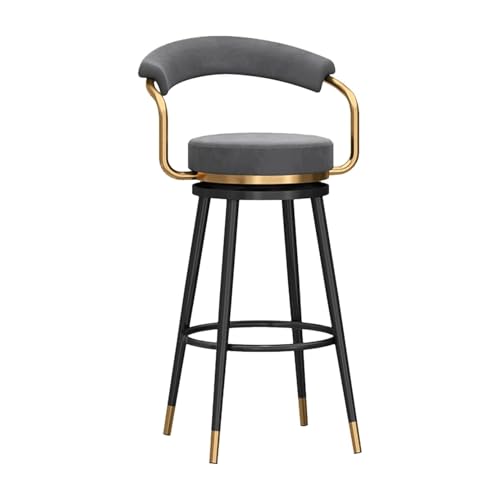 JAVPTAV Barhocker, drehbare Barhocker, 1 Stück, Barhocker in Thekenhöhe mit hohler Rückenlehne und Metallbeinen, moderner Barstuhl for Kücheninsel, Hocker in Küchenbarhöhe, Sitzhöhe(Grey,Height 65CM) von JAVPTAV