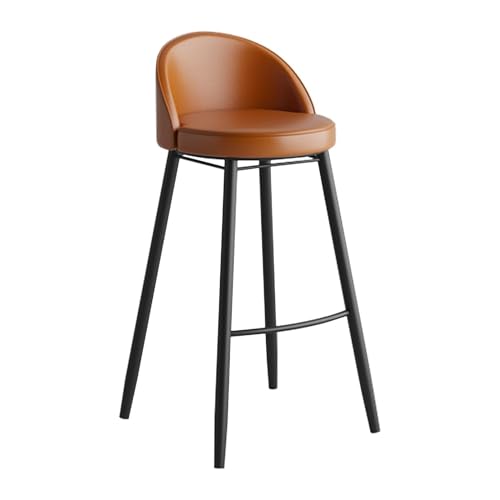 JAVPTAV Barhocker in Thekenhöhe, 1 Stück, Barstuhl for Kücheninsel, Thekenhocker mit niedriger Rückenlehne, Sitzfläche aus PU-Leder, Schwarze Metallbeine(Brown,Height 60cm) von JAVPTAV