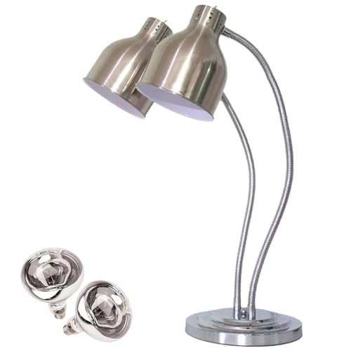 JAVPTAV Doppelkopf-Wärmelampe for Speisen, Speisenwärmerlampe for Partybuffets, freistehender kommerzieller Wärmer for Speisen for Präsentieren und Erwärmen von Speisen(Silver) von JAVPTAV