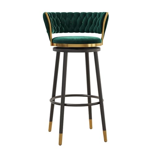 JAVPTAV Drehbare Barhocker for die Küche, Thekenhöhe, Barstühle mit Rückenlehne, hohe Barhocker, Samt, Kücheninselhocker, 200 kg, Sitzhöhe(Green,65cm) von JAVPTAV