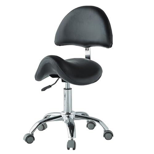 JAVPTAV Ergonomischer Sattelhocker mit Rückenlehne, höhenverstellbar, Drehstuhl for Dentalhygieniker, for Küche/Geschäft/Krankenhaus(Black) von JAVPTAV