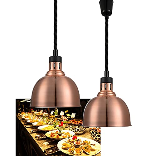 JAVPTAV Kommerzielle Wärmelampe for Lebensmittel, Wärmelampe for Warmhalten von Lebensmitteln, Hängeleuchte for Catering-Service, Restaurantbedarf(Copper) von JAVPTAV