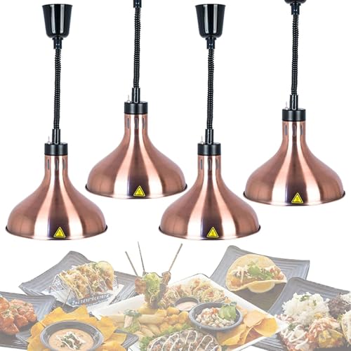 JAVPTAV Kommerzieller Speisenwärmer, Catering-Wärmelampe for Steakpizza, Speisenwärmer for den Einsatz in der Cafeteria im Restaurant(Red Copper(4pcs)) von JAVPTAV