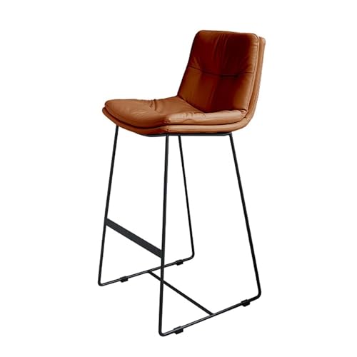 JAVPTAV Küchenbarhocker, Moderne Barhocker for Kücheninseln, Frühstücksbarstühle aus Leder mit Fußstütze und ergonomischer Rückenlehne, Barhocker in Thekenhöhe for Pubs(Brown) von JAVPTAV