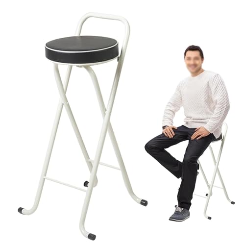 JAVPTAV Küchenhocker Klapphocker Gepolsterter Barhocker in Thekenhöhe, zusammenklappbare Barstühle mit Rückenlehne und Fußstütze, Faltbare hohe Barhocker for Frühstück von JAVPTAV