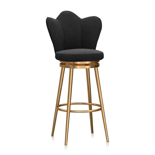 JAVPTAV Moderne Barhocker in Thekenhöhe, 1er-Set, Thekenhocker mit Rückenlehne, gepolsterter hoher Stuhl mit weißen Beinen, Drehhocker for Esszimmer-Kücheninsel(Black 75cm,Gold Leg) von JAVPTAV
