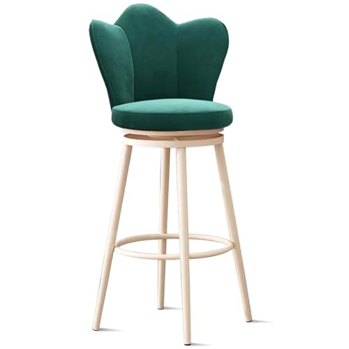 JAVPTAV Moderne Barhocker in Thekenhöhe, 1er-Set, Thekenhocker mit Rückenlehne, gepolsterter hoher Stuhl mit weißen Beinen, Drehhocker for Esszimmer-Kücheninsel(Green 65cm,White Leg) von JAVPTAV