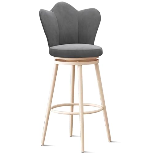 JAVPTAV Moderne Barhocker in Thekenhöhe, 1er-Set, Thekenhocker mit Rückenlehne, gepolsterter hoher Stuhl mit weißen Beinen, Drehhocker for Esszimmer-Kücheninsel(Grey 65cm,White Leg) von JAVPTAV