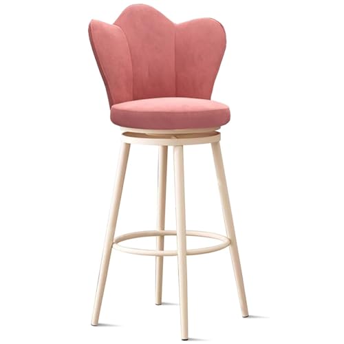 JAVPTAV Moderne Barhocker in Thekenhöhe, 1er-Set, Thekenhocker mit Rückenlehne, gepolsterter hoher Stuhl mit weißen Beinen, Drehhocker for Esszimmer-Kücheninsel(Pink 65cm,White Leg) von JAVPTAV