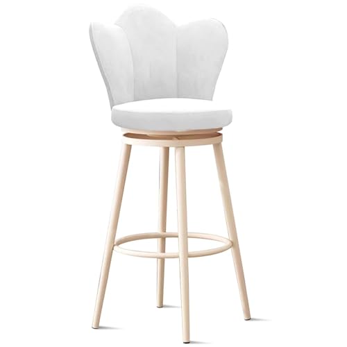 JAVPTAV Moderne Barhocker in Thekenhöhe, 1er-Set, Thekenhocker mit Rückenlehne, gepolsterter hoher Stuhl mit weißen Beinen, Drehhocker for Esszimmer-Kücheninsel(White 75cm,White Leg) von JAVPTAV