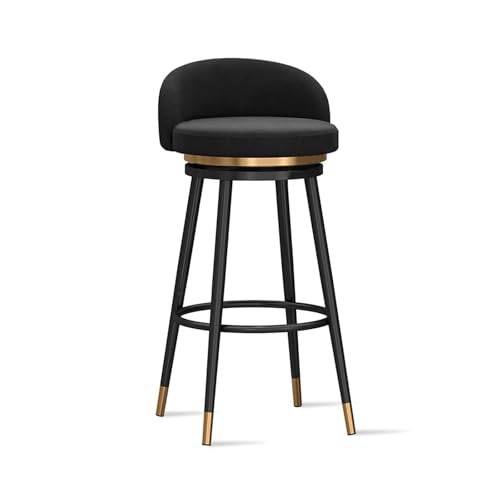 JAVPTAV Moderne Barhocker in Thekenhöhe, 1er-Set, hoher Barhocker mit Rückenlehne, mit Samt gepolsterte Küchenbarstühle for Kücheninsel, Home Bar Pub(Black,Black Leg 65cm) von JAVPTAV