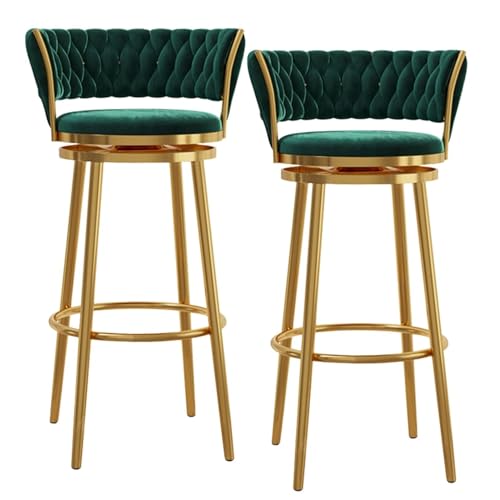 JAVPTAV Moderne Barhocker in Thekenhöhe for die Küche, 29,5 Zoll 360° drehbare Barstühle mit goldenem Metall-Chrom-Fuß for das Esszimmer, gepolsterte Thekenhocker, 1 STK(Green,2 PCS-75cm(29.5'')) von JAVPTAV