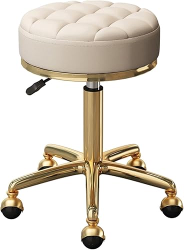 JAVPTAV Rollbarer Barhocker mit 5 Krallen aus verchromtem Metall und Rädern. Verstellbarer Hocker aus PU-Leder, 47~64cm. Stilvolle und Mobile Sitzlösung von JAVPTAV